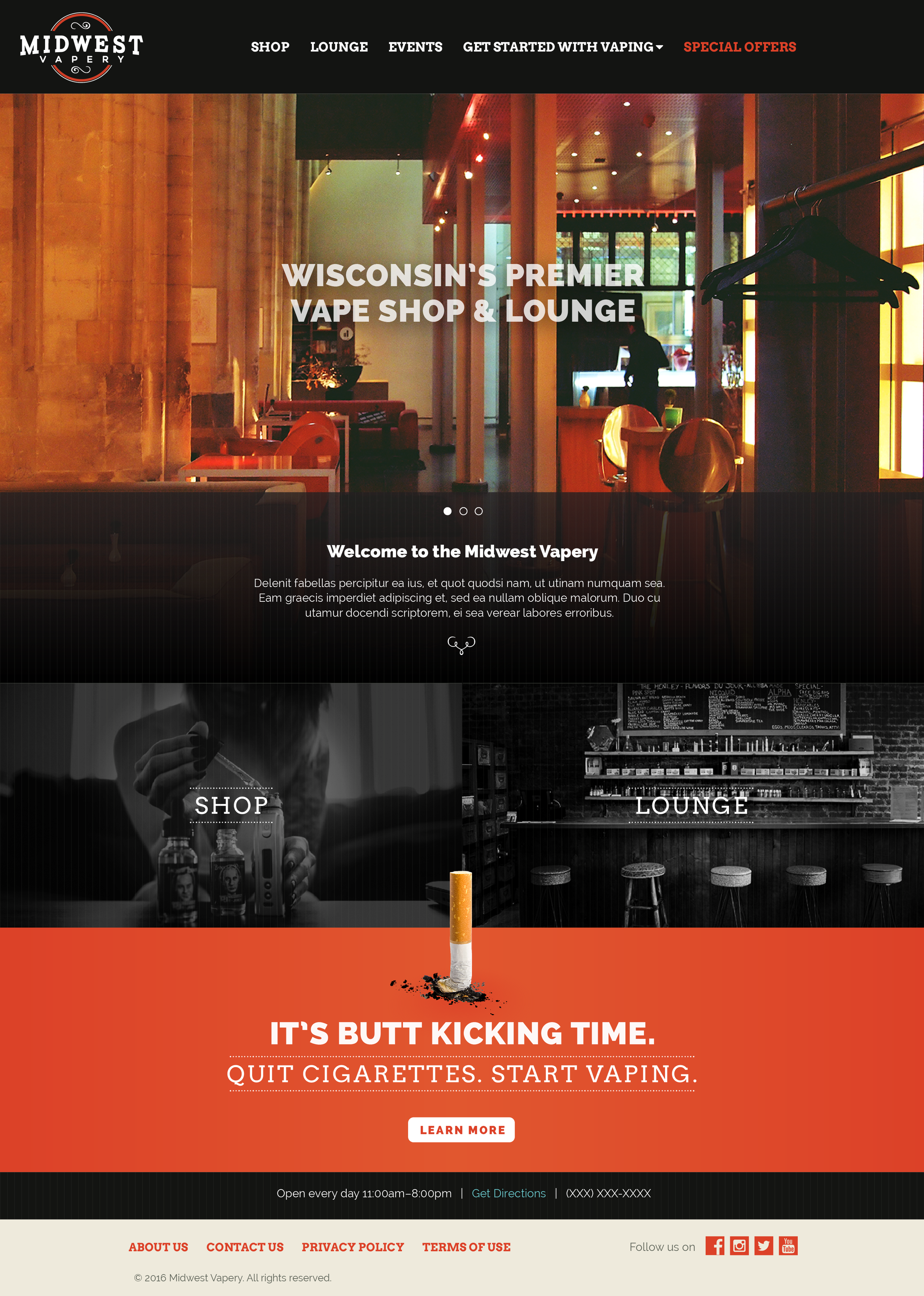 Midwest Vapery website Desktop Width
