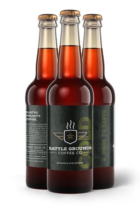 Battle Grounds Coffee Co. Bottled Cold Brew Coffee Packaging