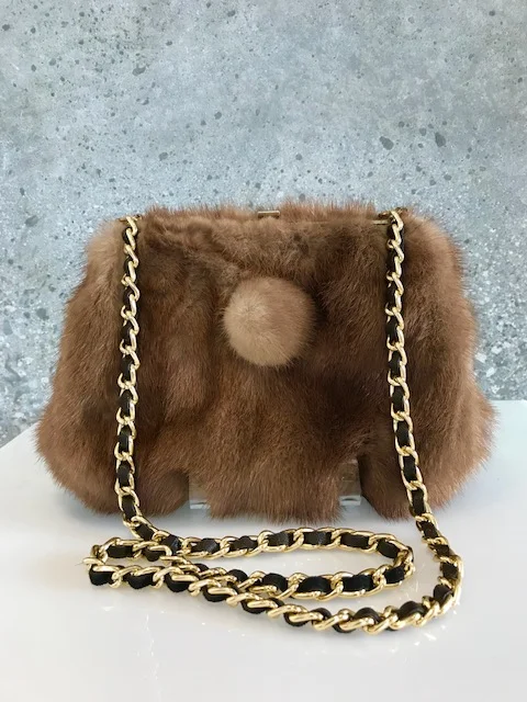 1960's Vintage Handbag with Brown Mink