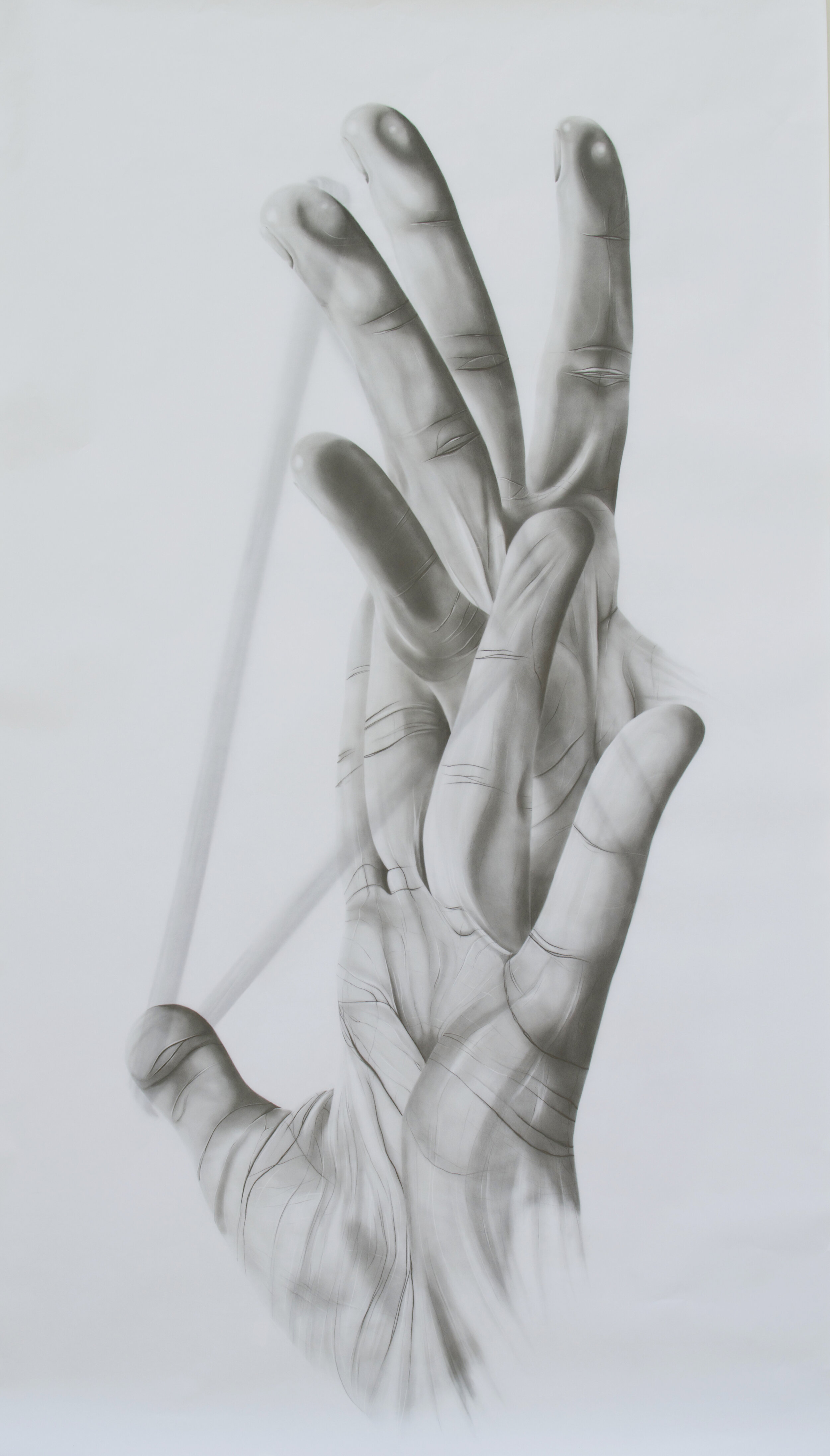  2020, Layered pencil drawings on translucent paper, 6 feet x 3.5 feet 