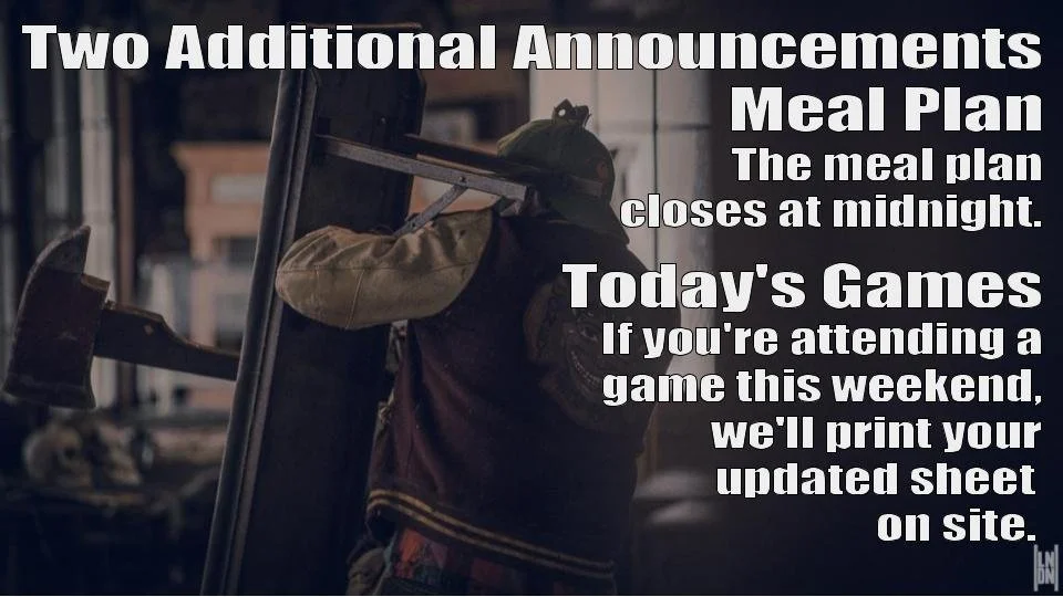 Two Additional Announcements