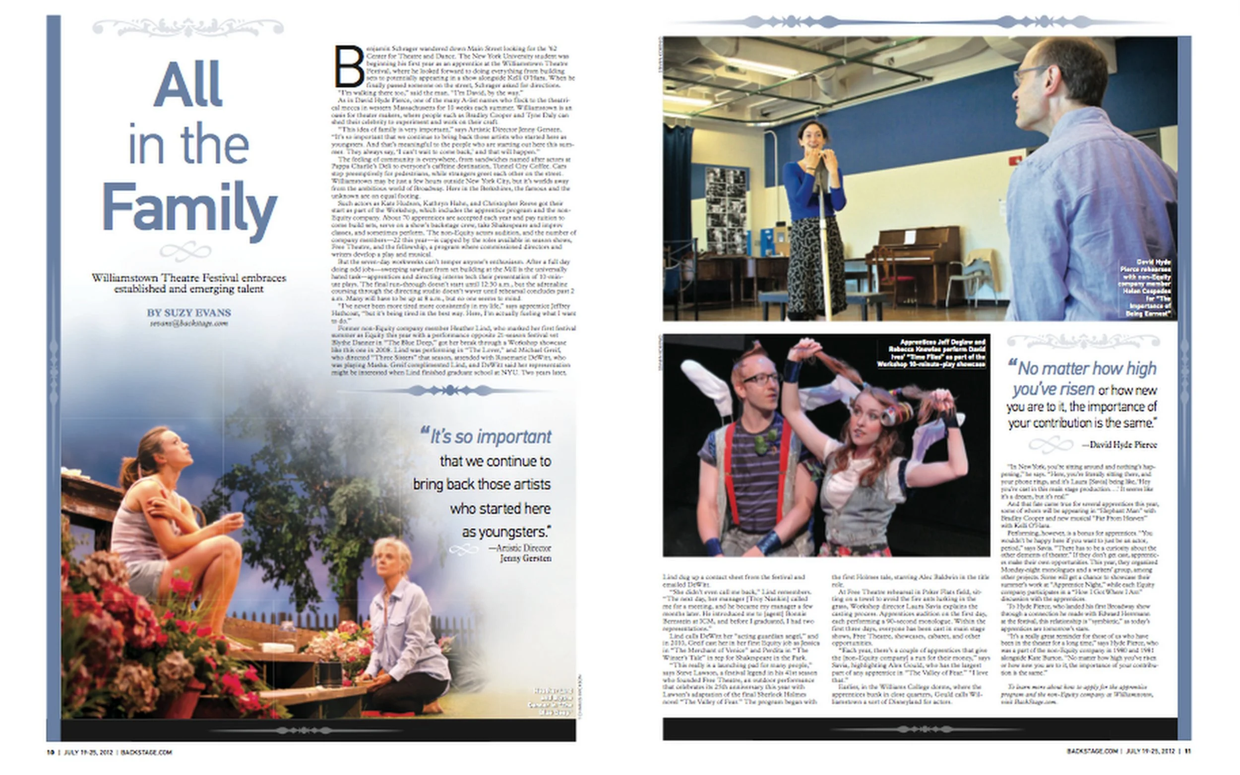 Back Stage Magazine: Williamstown Theatre Festival Launches Next Generation of Talent