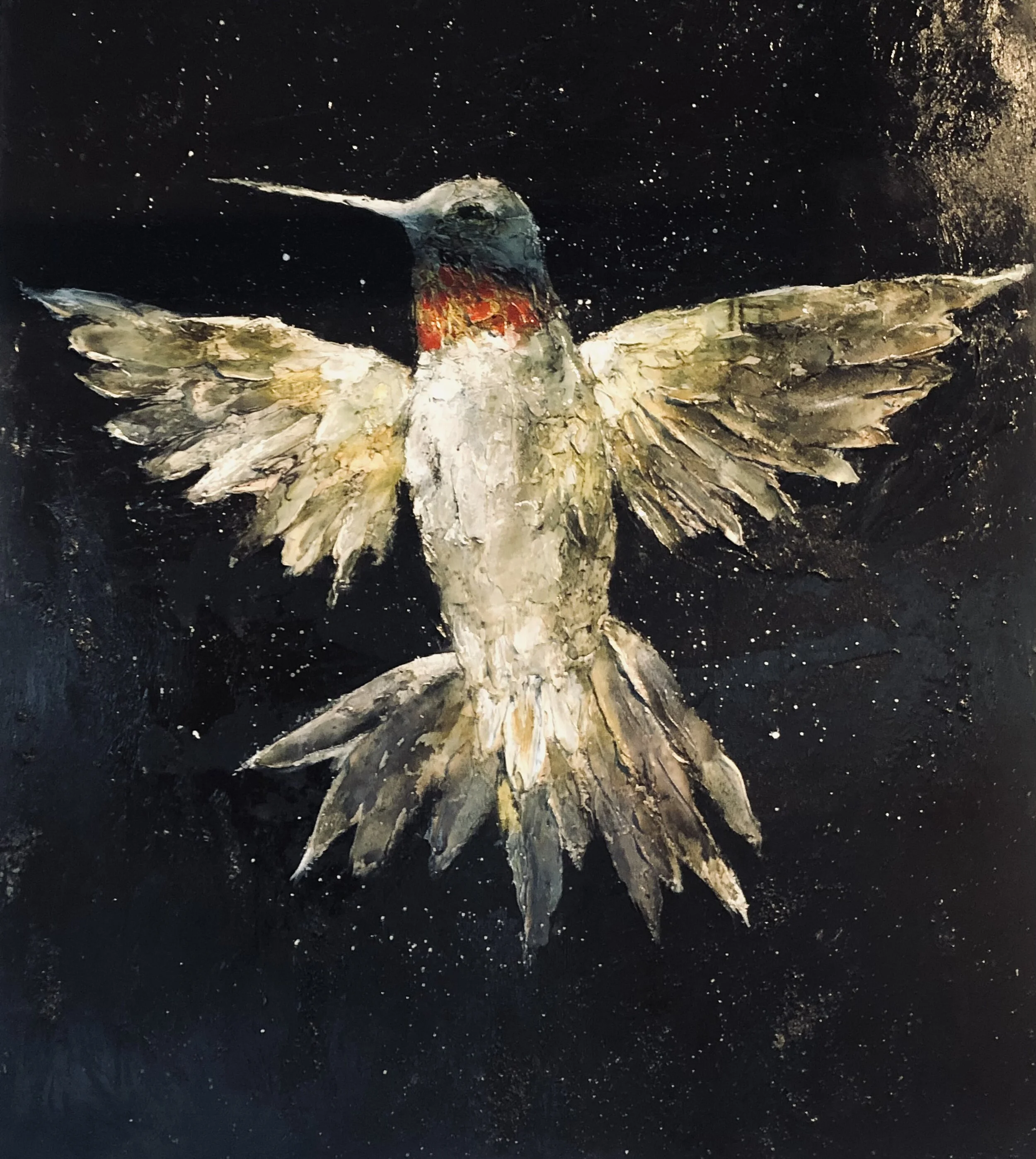 "Night Visitor" Mixed Media on Board (2021)