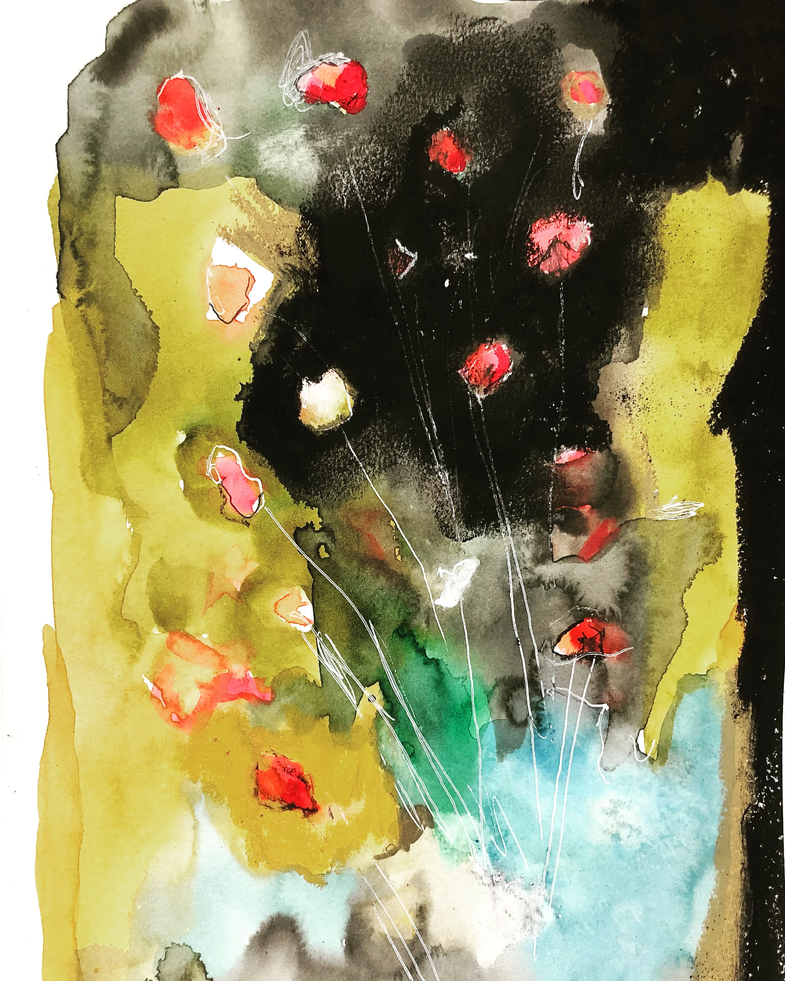 "Night Blooms" Ink on Paper (2021)