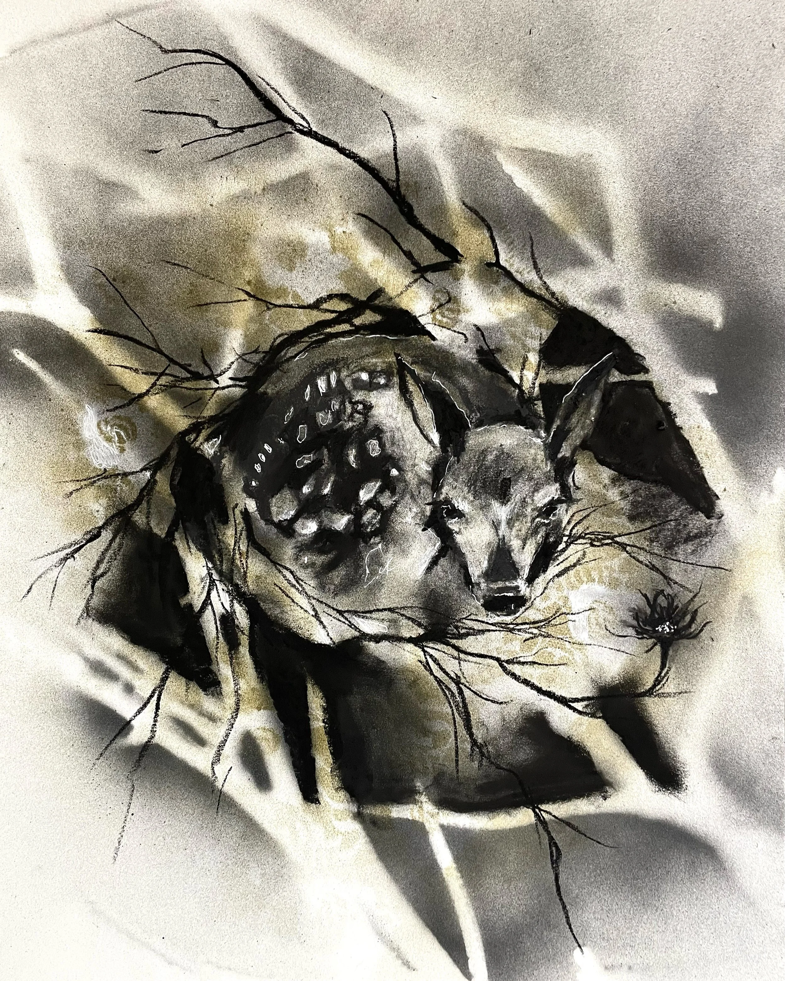 MixedMediaDrawing-WakenTheWoods (Deer)-.JPG