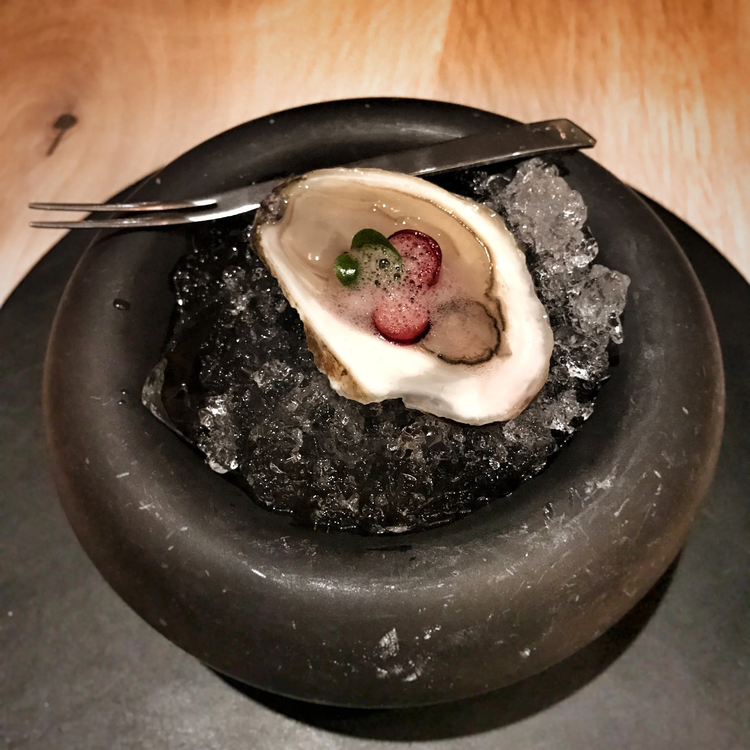 The opening course at Agern - oyster on ice.