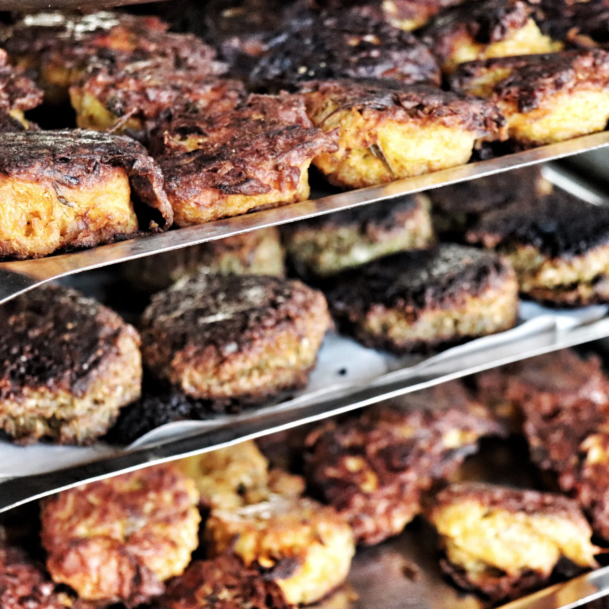Freshly fried fish cakes.