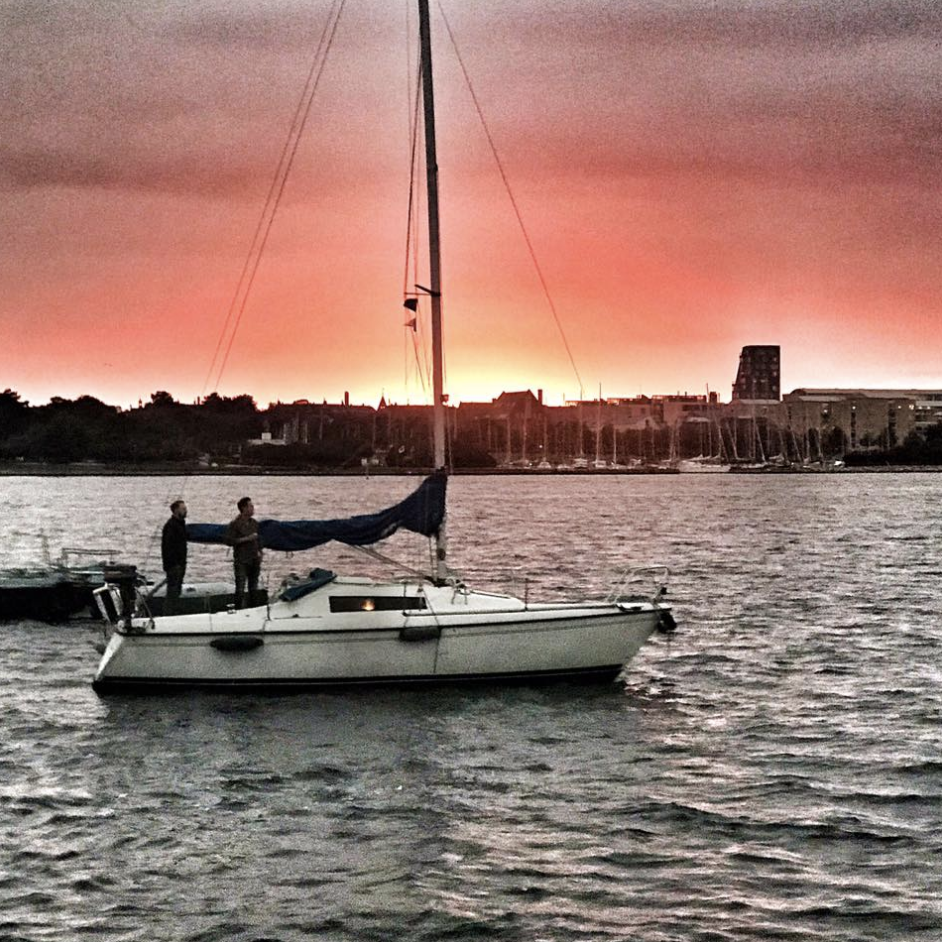 An incredible sunset on Haven Festival in Copenhagen's harbor.