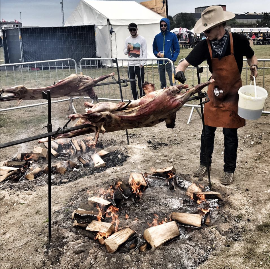 Applying a "sop" to the roasting lamb ensures juicy meat at the end of a long cook.