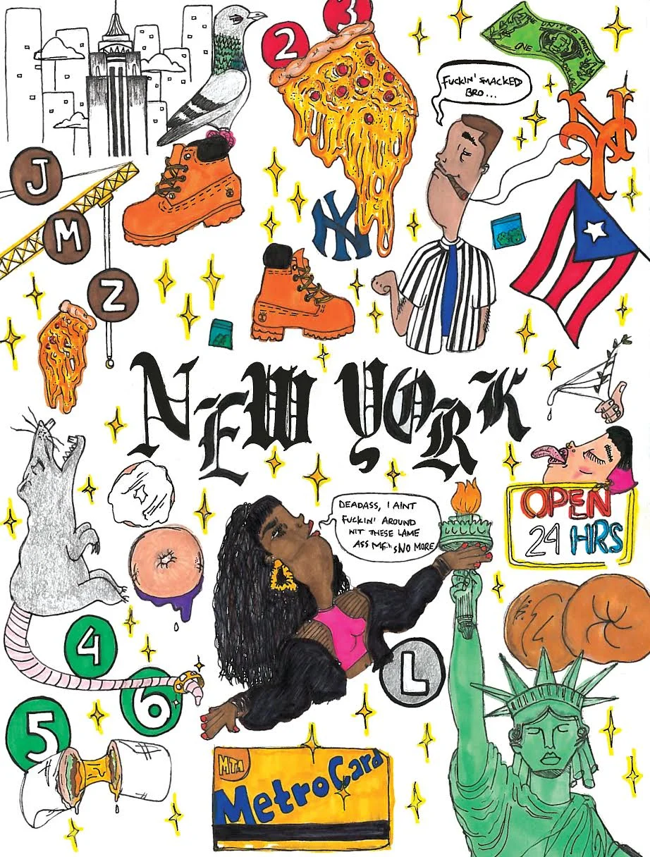 an ode to New York, 2018Ink &amp; marker on paper9.5" x 11"
