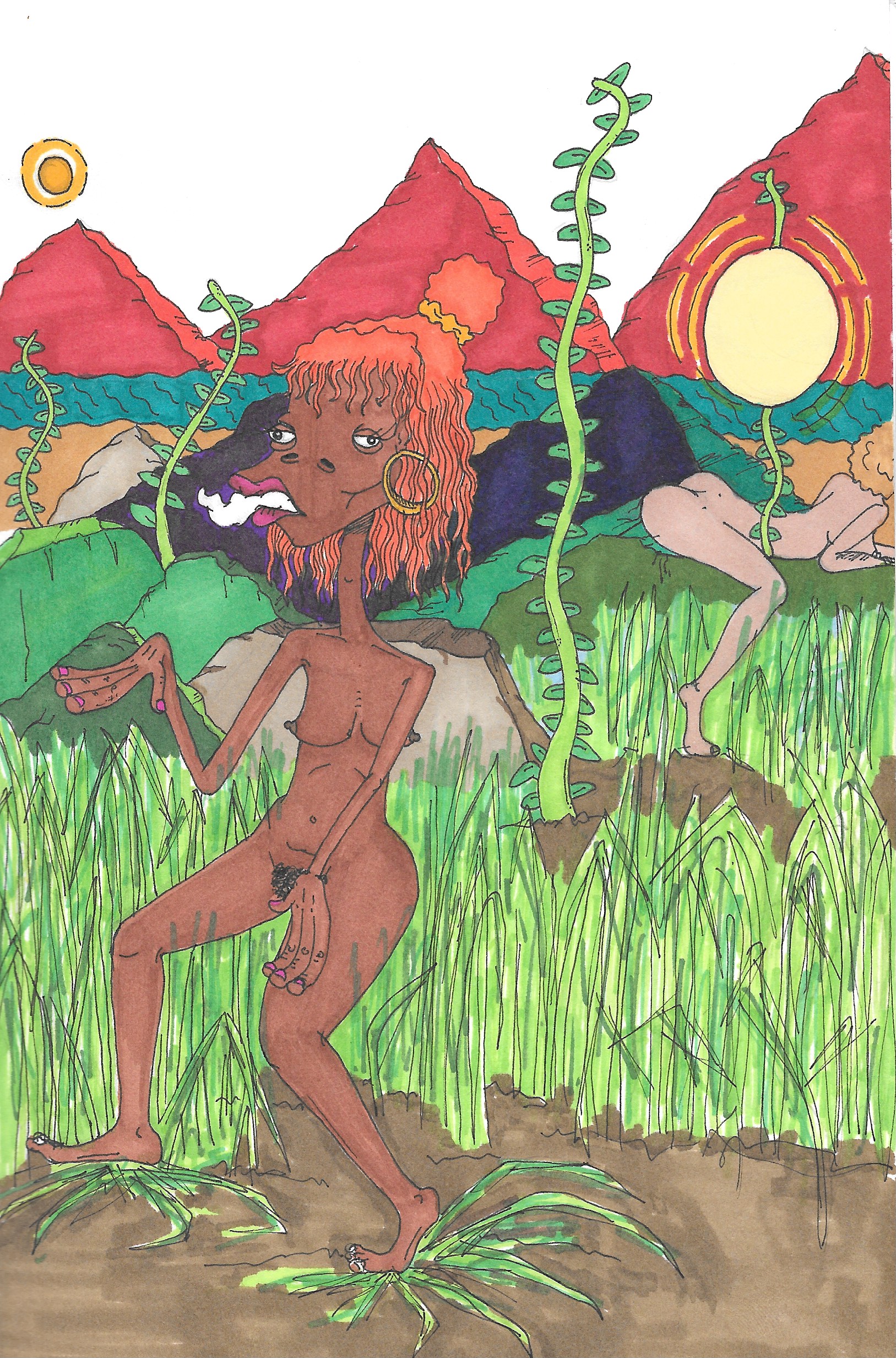 feelin' myself in the garden of eden, 2016Ink &amp; marker on paper9.5" x 11"