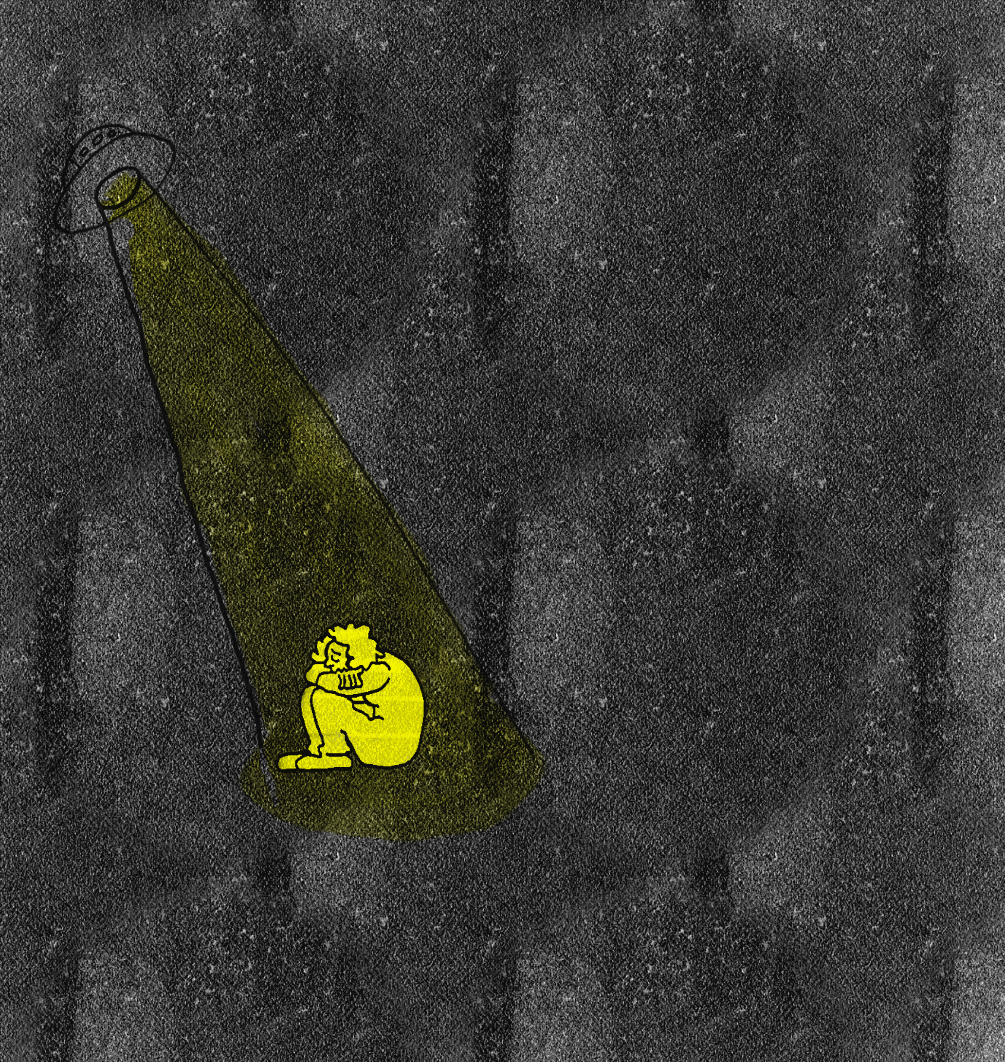 anyone there?, 2019ink on paper, colored on Photoshop
