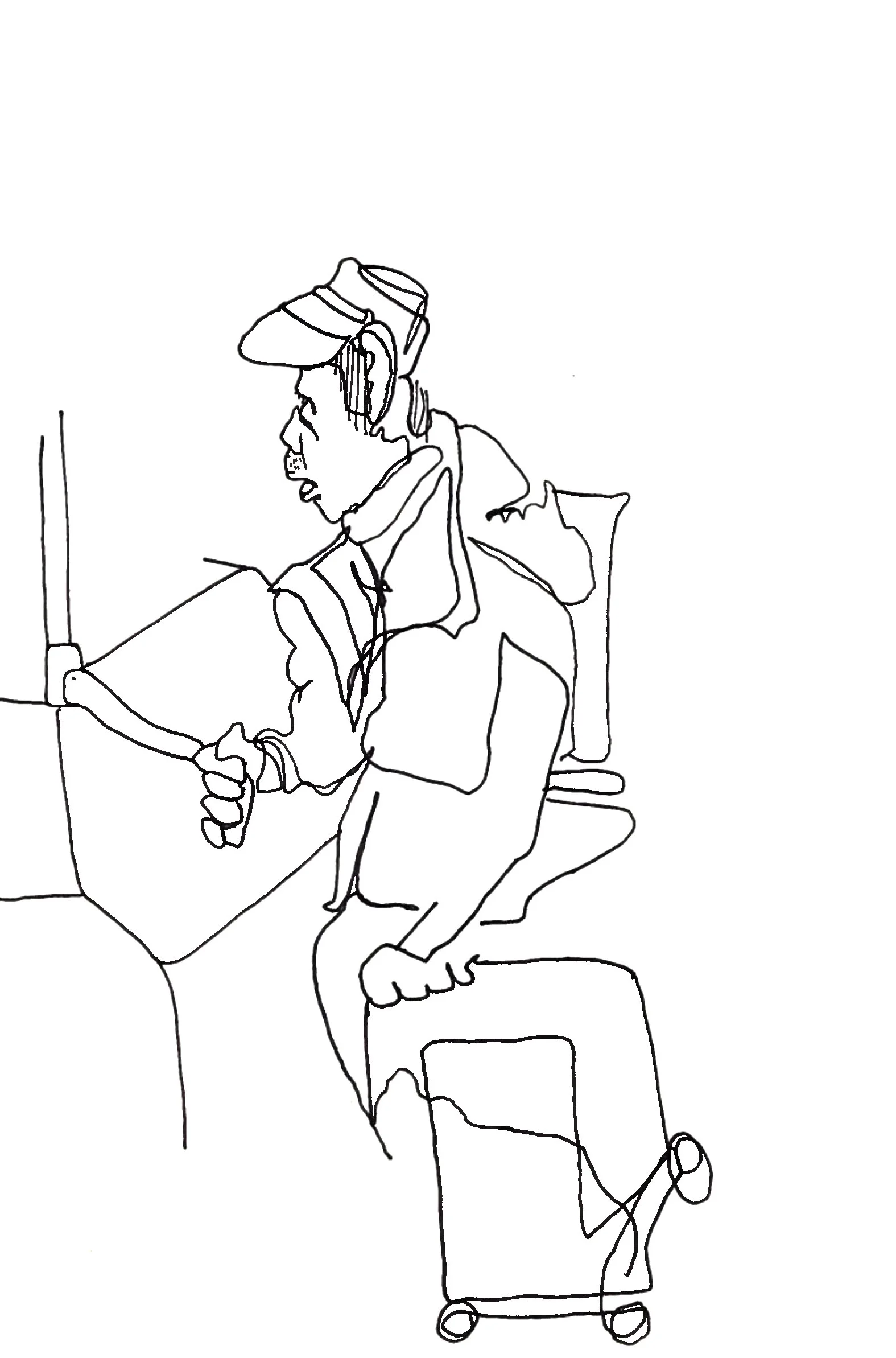 old man with shopping cart, 2018ink on paper5.5” x 8.5”