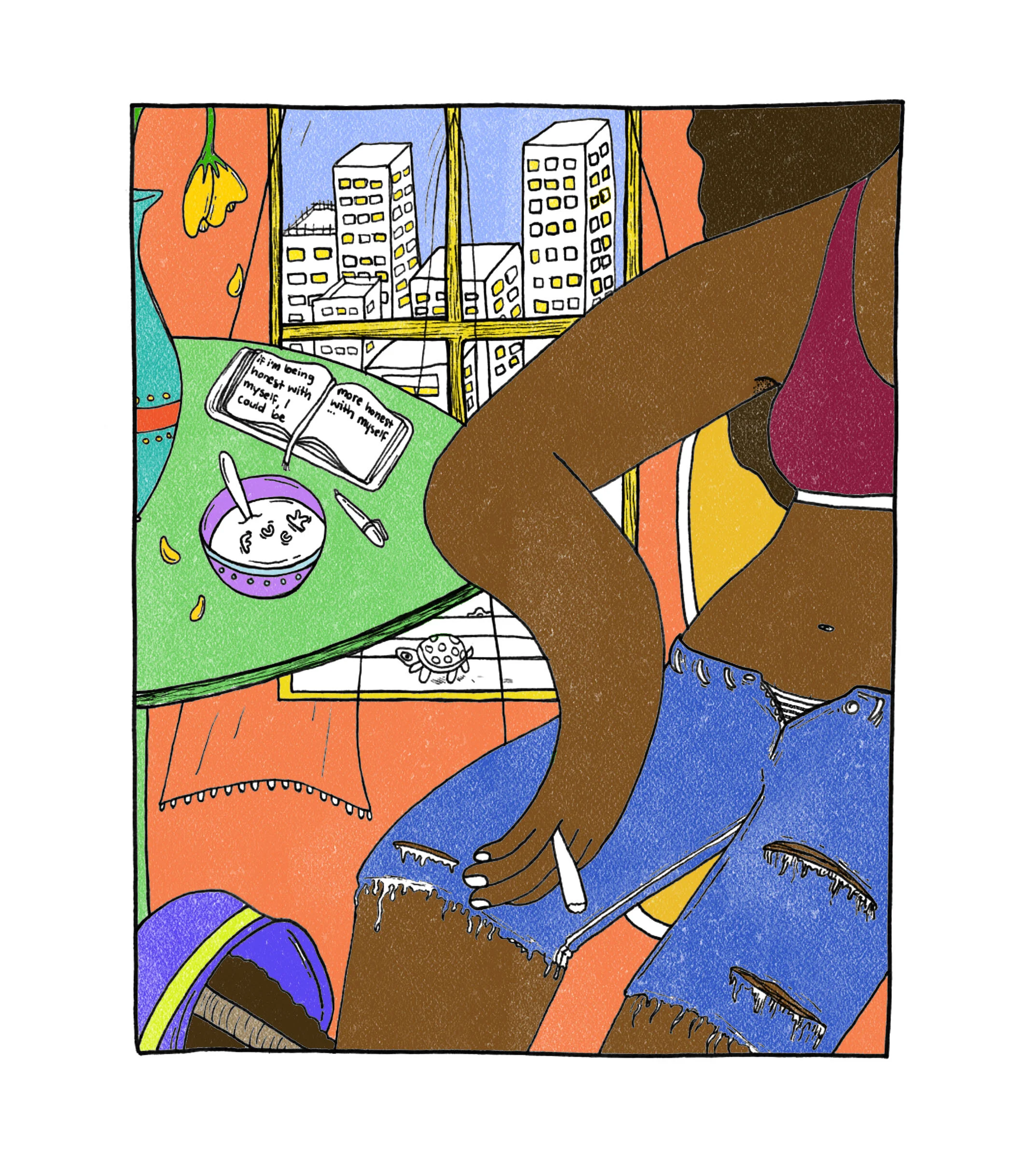 in my head, 2020Ink on paper, colored on Photoshop