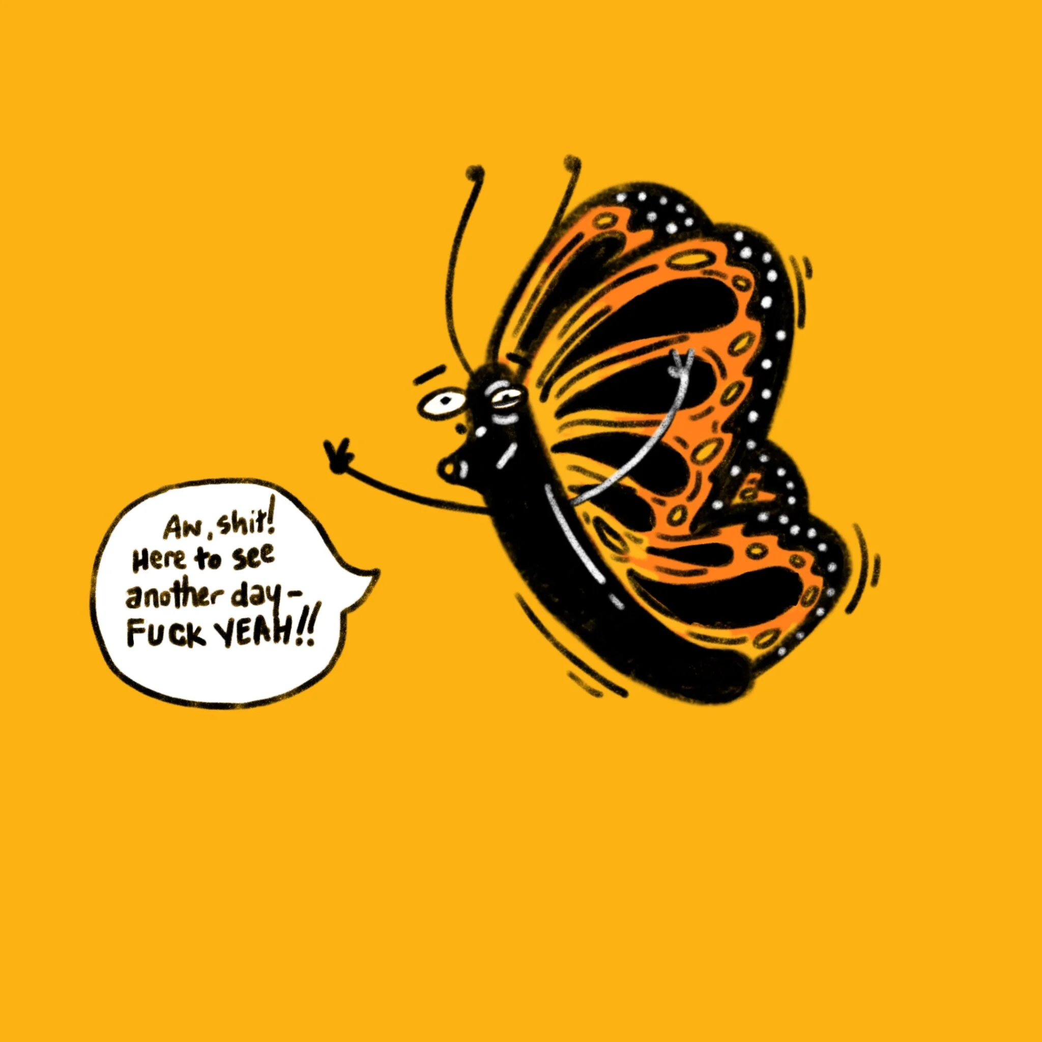 happy to be here, 2020 drawn in Procreate