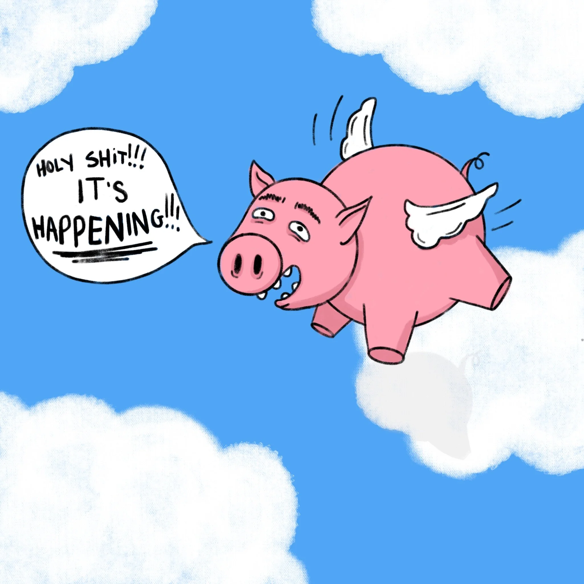 when pigs fly, 2020 drawn in Procreate