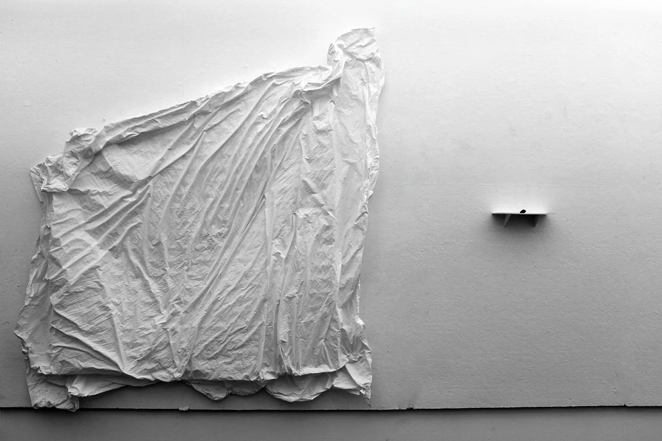  2014  /  bedsheet, glue  /  82” x 11” x 96” 