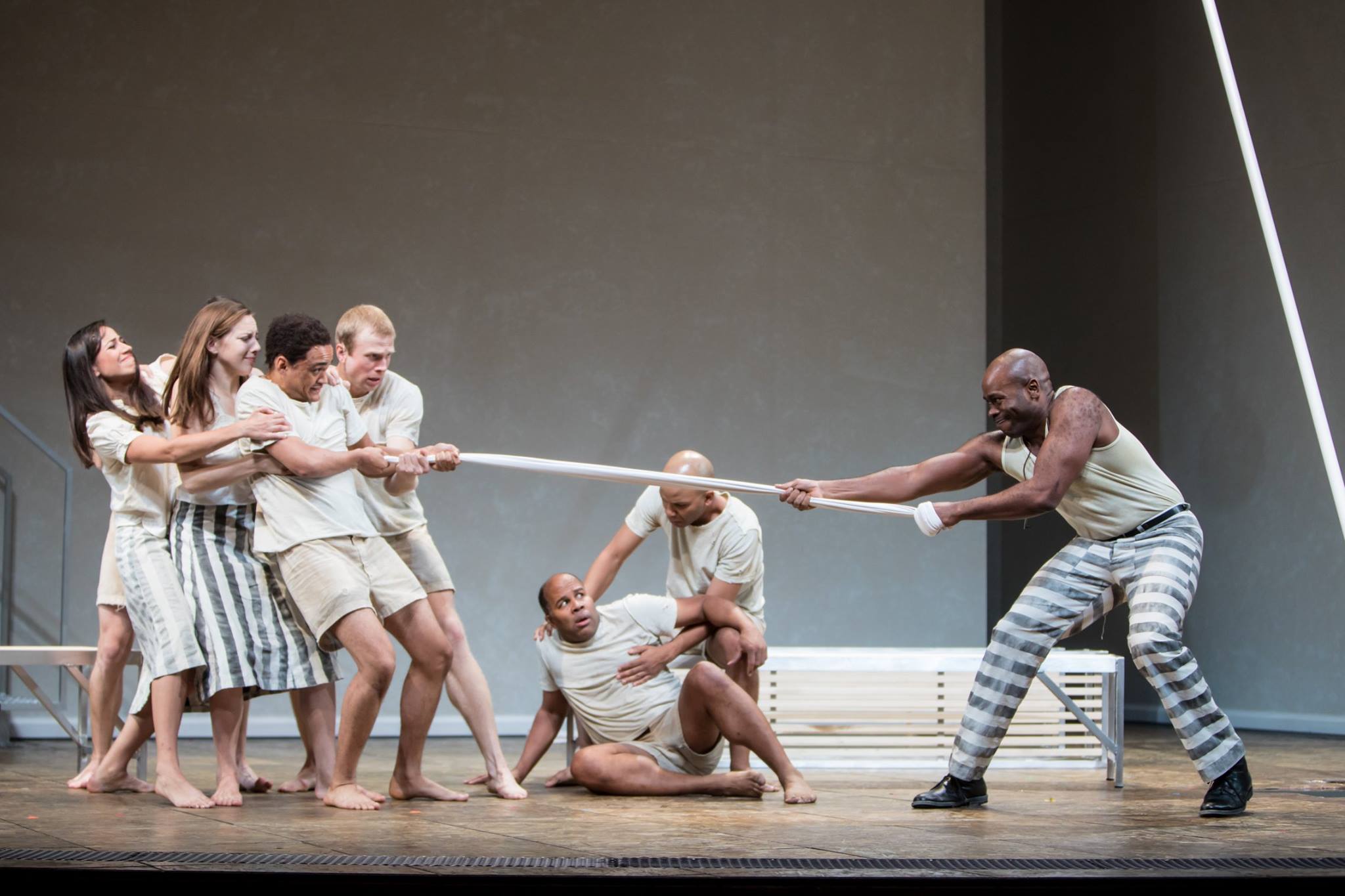 James Farmer in The Parchman Hour. Pictured here with Cat Brandisi, Katherine Fried, Nathan Barlow, Sam Bardwell, Jared Joseph and Stephen Conrad Moore. The Guthrie Theater, 2016.