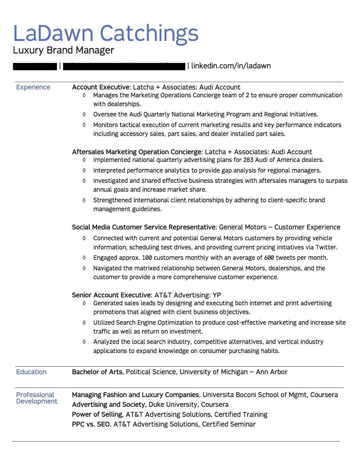 Client Resume #3. Click to enlarge.