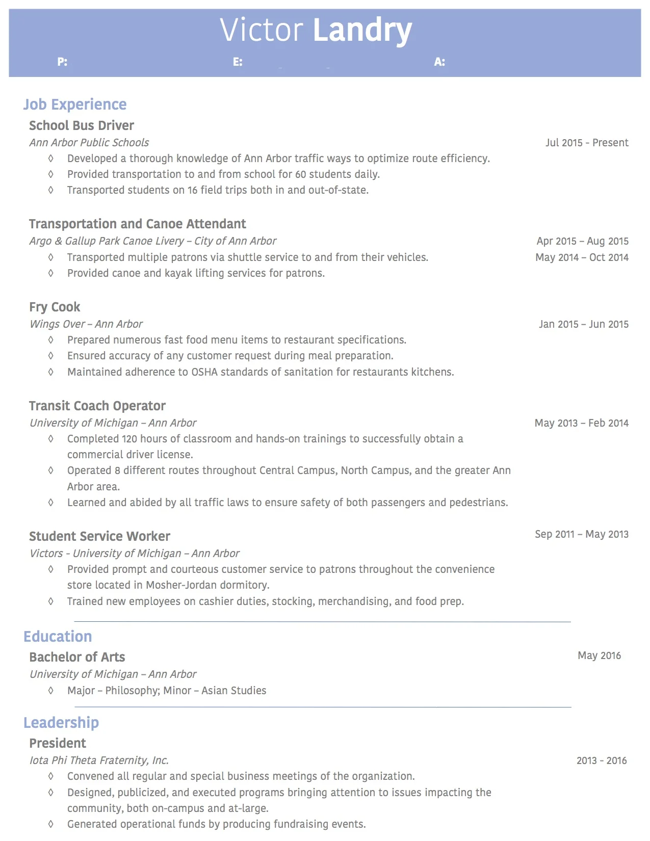 Client Resume #4. Click to enlarge.
