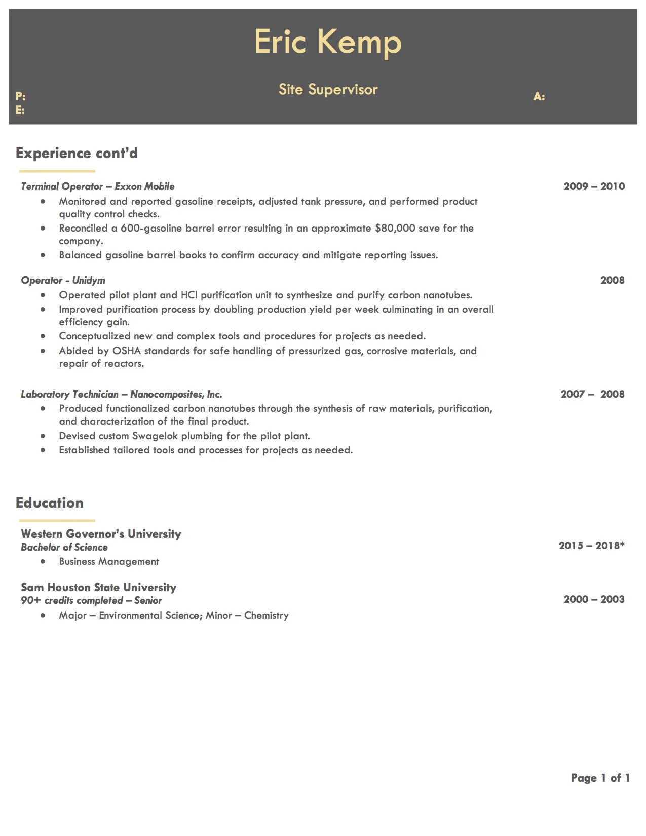 Client Resume #5 pg 2. Click to enlarge.