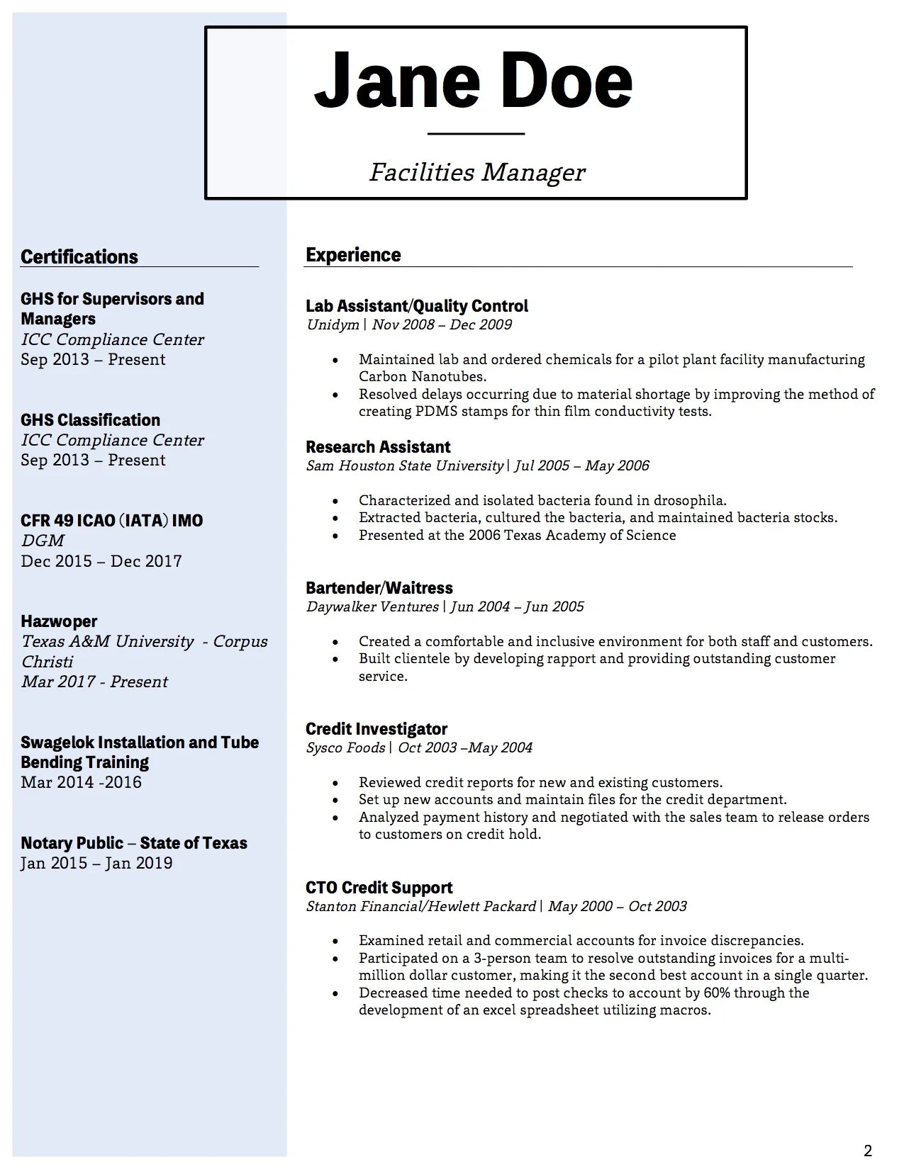 Client Resume #6 pg 2. Click to enlarge.