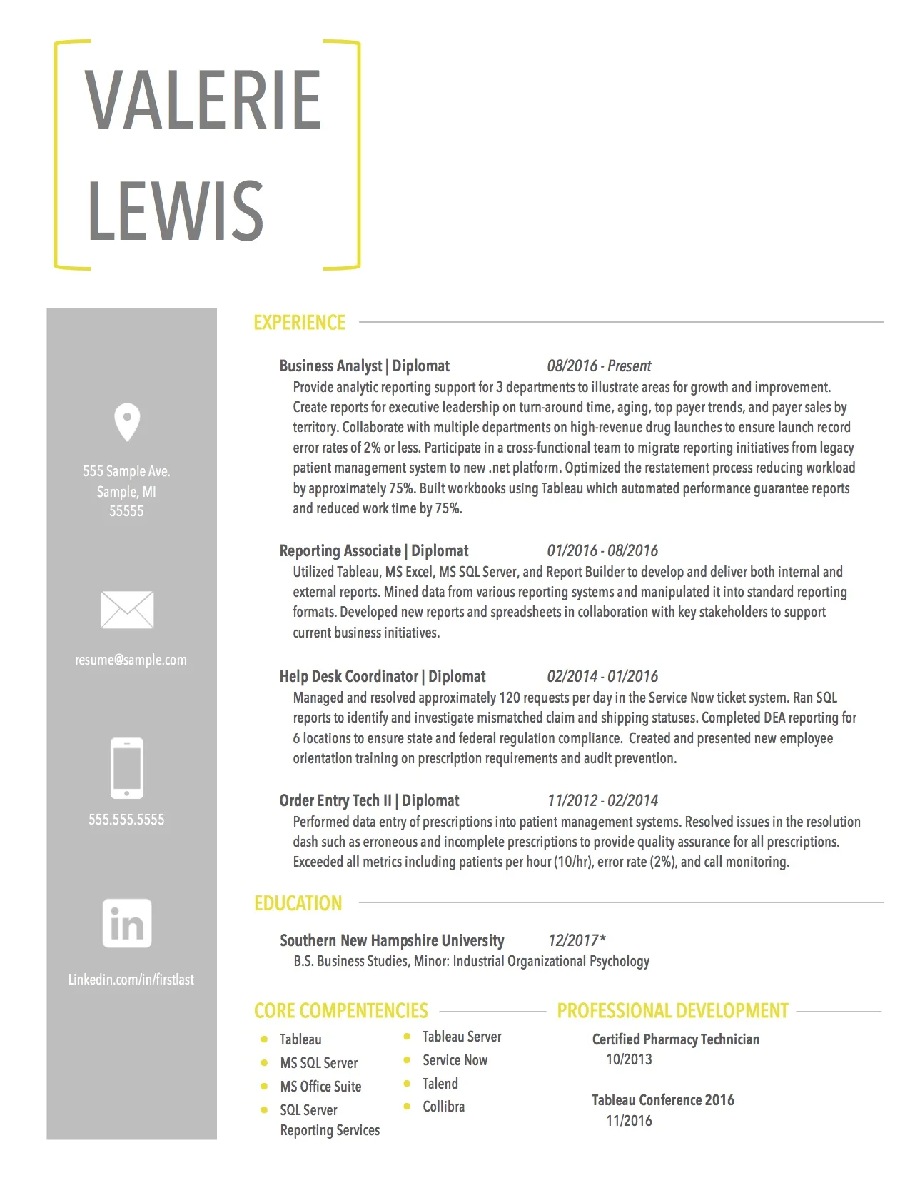 Client Resume #9. Click to enlarge.