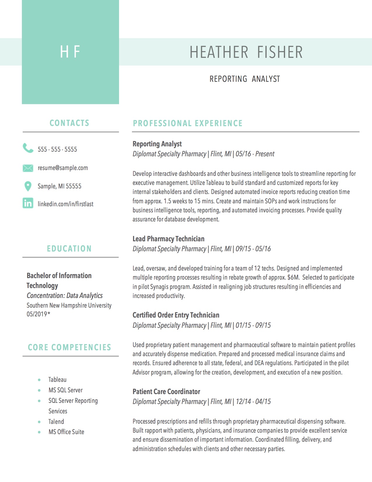 Client Resume #10. Click to enlarge.
