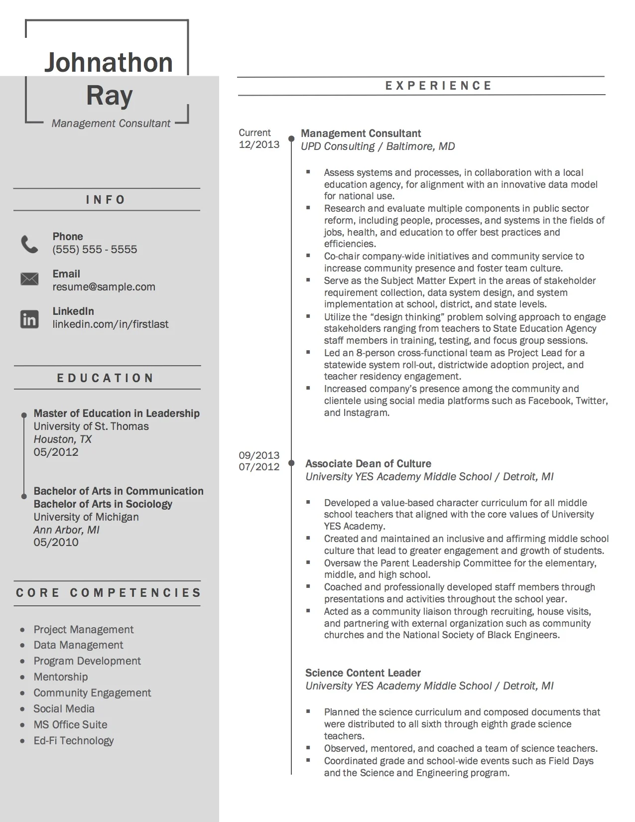 Client Resume #11 pg 1. Click to enlarge.