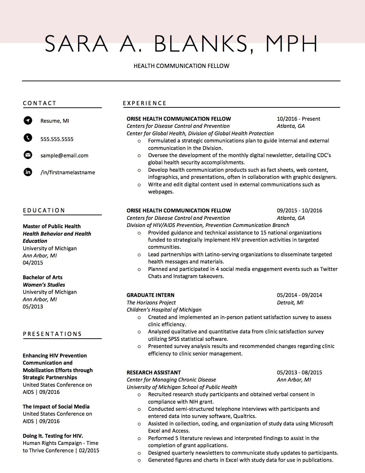 Client Resume #13. Click to Enlarge.