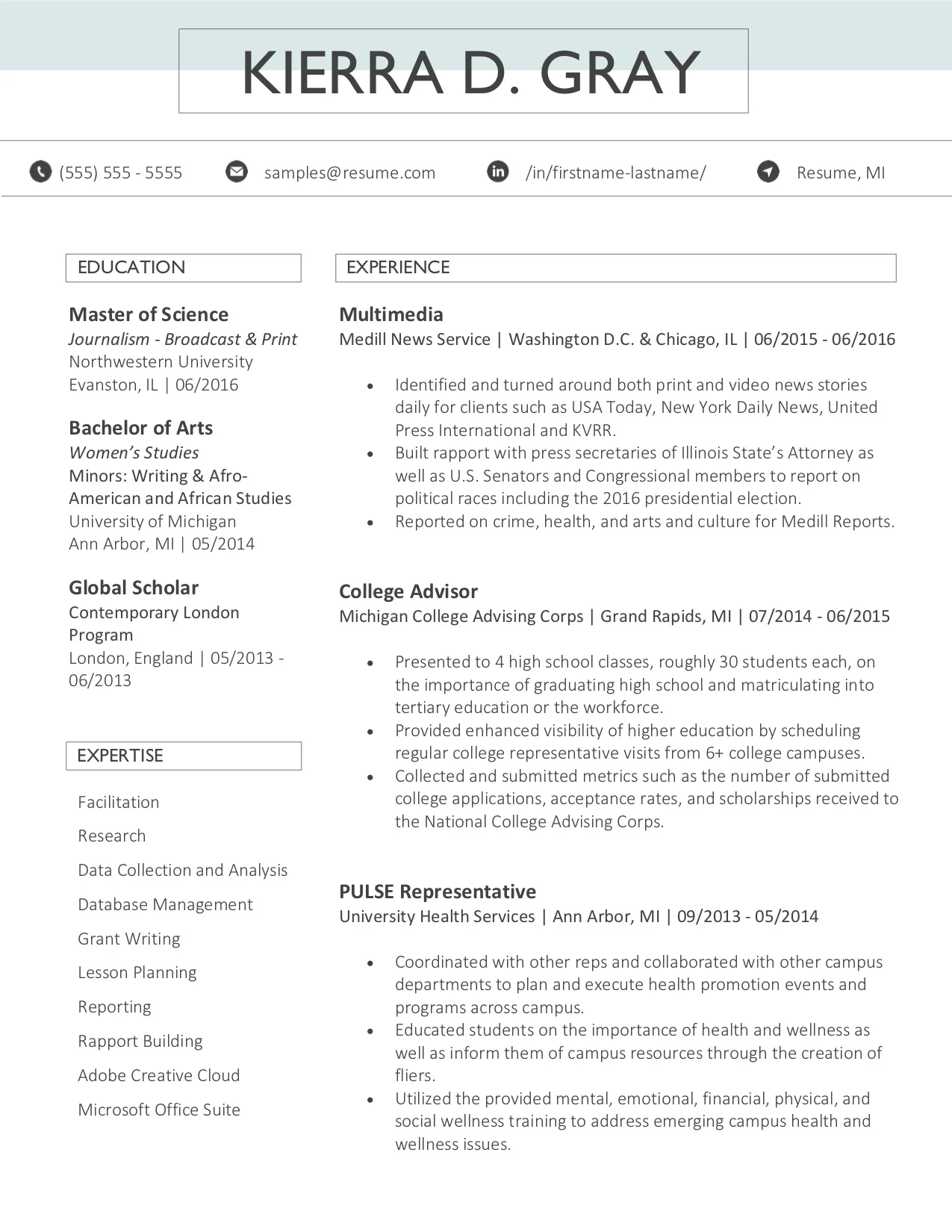 Client Resume #25. Click to enlarge.