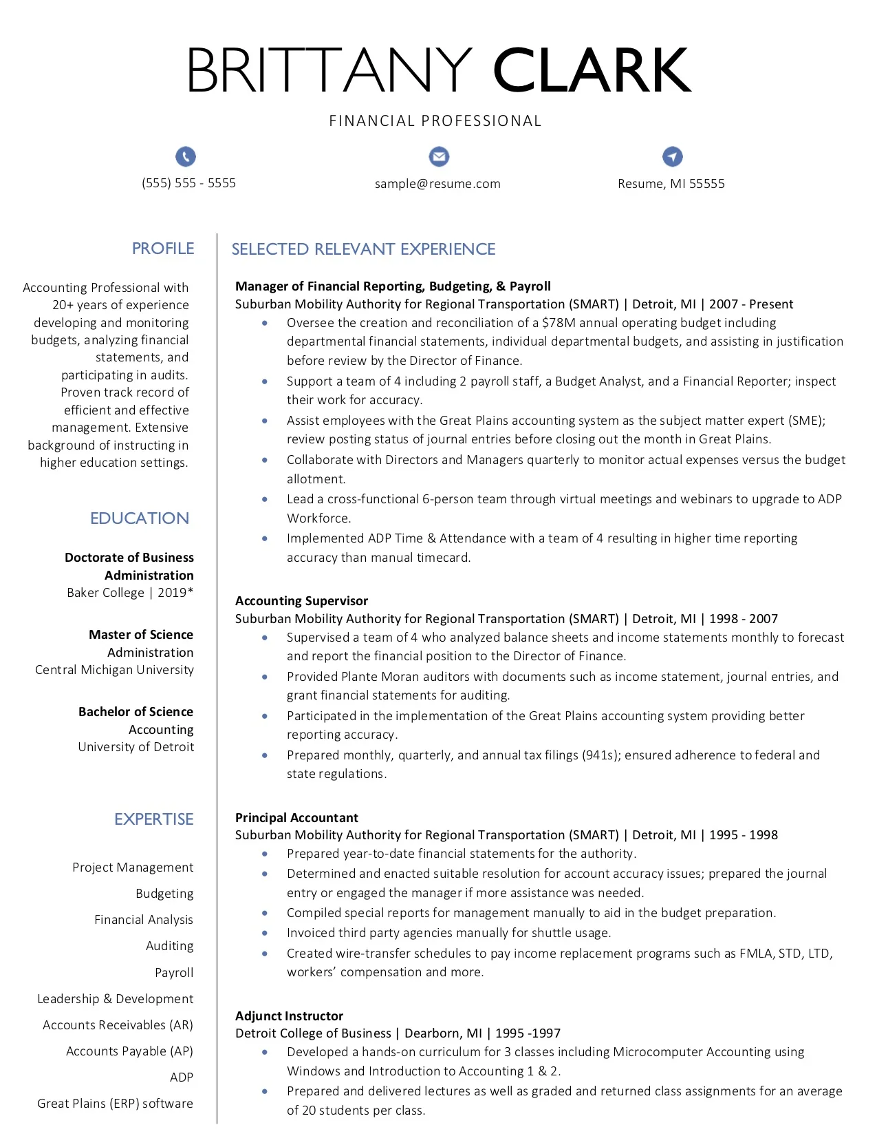 Client Resume #36. Click to Enlarge.