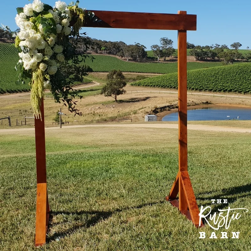 REAL WEDDING - The Rustic Barn two-post Wedding Arbour at Longview Vineyard.