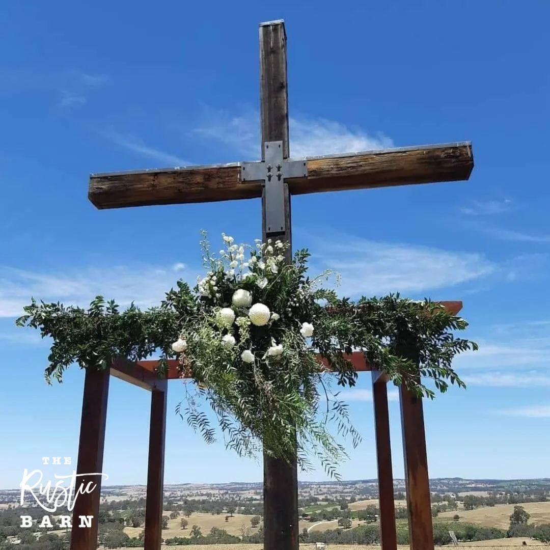 REAL WEDDING - The Rustic Barn four-post Wedding Arbour at Eden Valley Lookout.