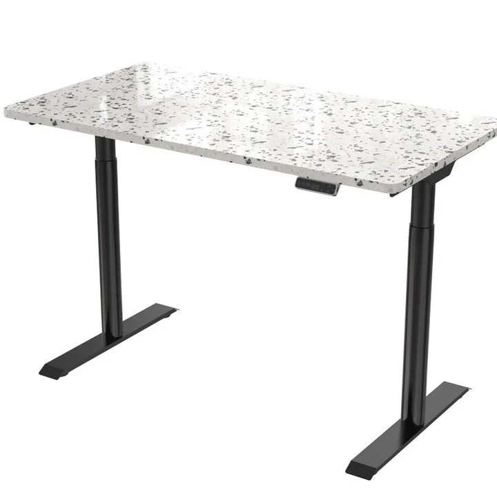 Beautiful Terrazzo stone desktops now available. Style and sophistication paired with our dual motor base frame. A perfect marriage for any #homeoffice. #terrazzo #terrazzotabletop #terrazzodesk #terradesktops