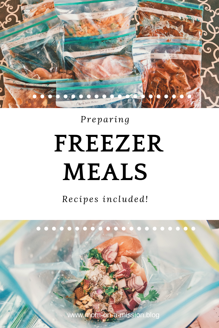 Prepare for baby time with a batch of healthy, delicious freezer meals ready to be dumped into the slow cooker! #momonamissionblog #freezermeals #freezercooking #healthy #frugal #slowcooker
