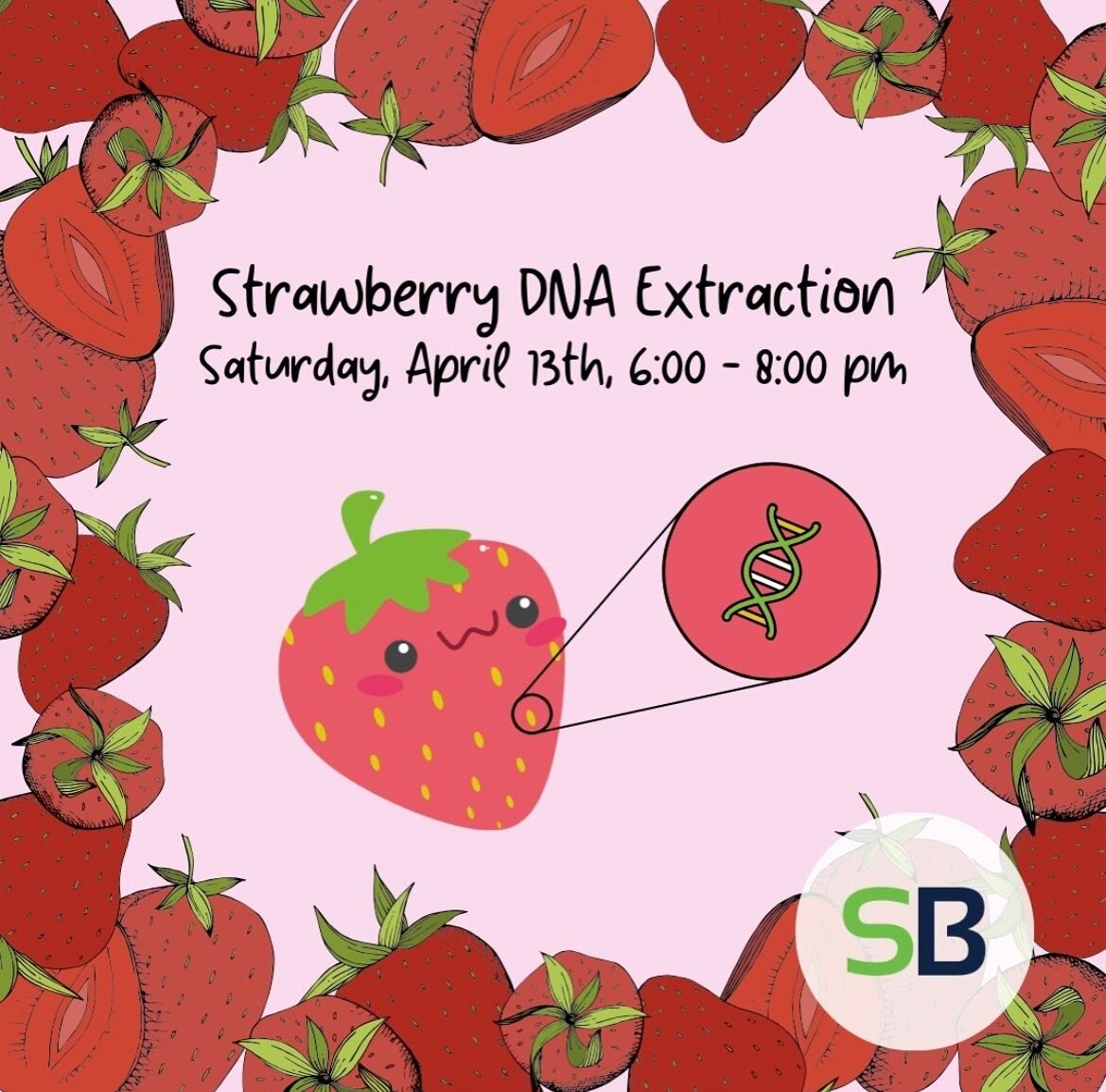 REMINDER: Check out this workshop next Saturday in our bio-tech lab for a fun strawberry DNA  extraction opportunity! #lab #dnaextraction #fun