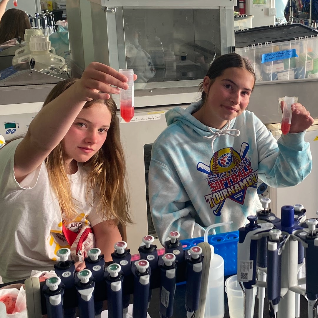 Students at SoundBio Lab's Strawberry DNA Extraction Workshop