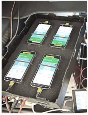 Each box was housing four smartphones which allowed the simultaneous testing of four mobile operators.