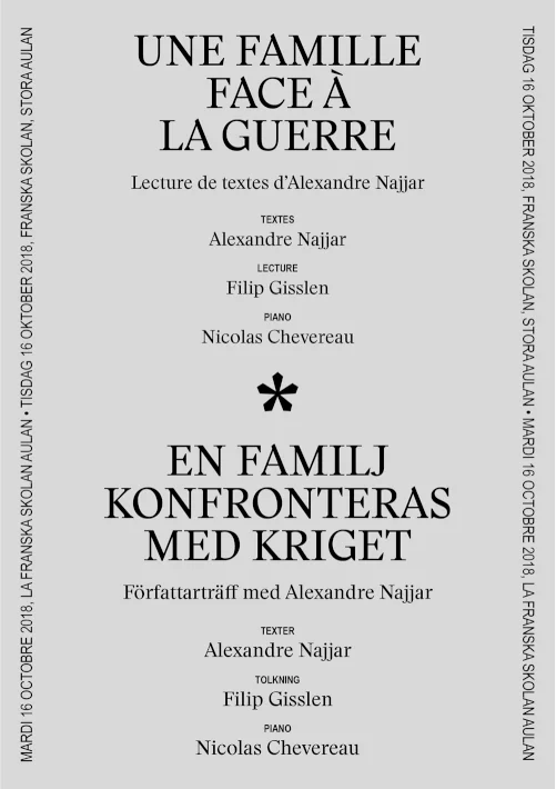 Program for a reading at the Franska Skolan in Stockholm