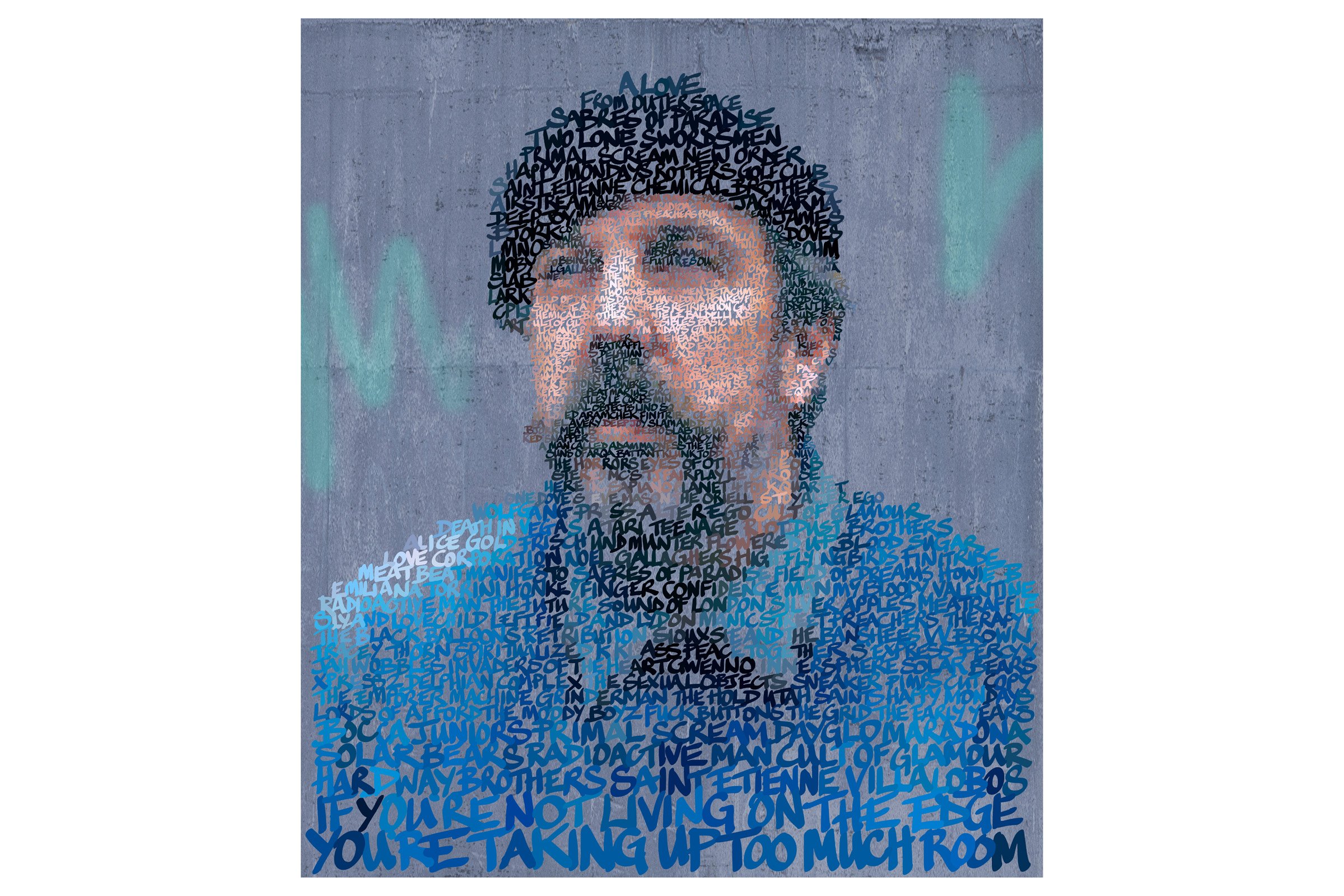 Commissioned Typography Portrait of Andrew Weatherall