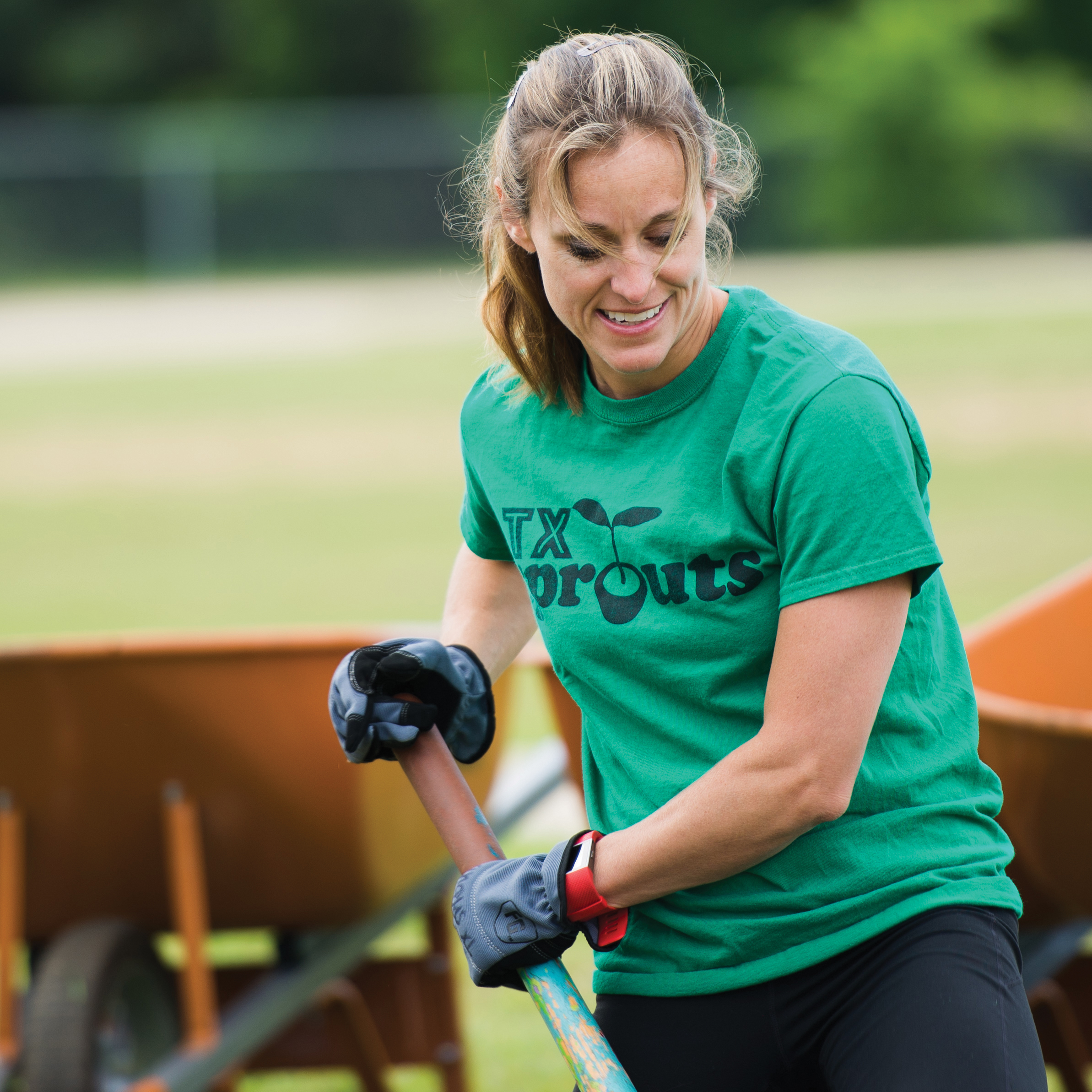 Central Texas elementary school students plant a school garden as part of the TX Sprouts program, a program led by Prof. Jaimie Davis.