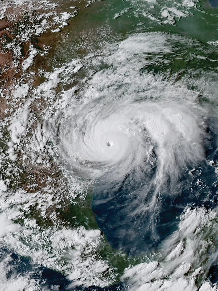 Hurricane Harvey near peak intensity prior to landfall in southern Texas on Aug. 25, 2017.