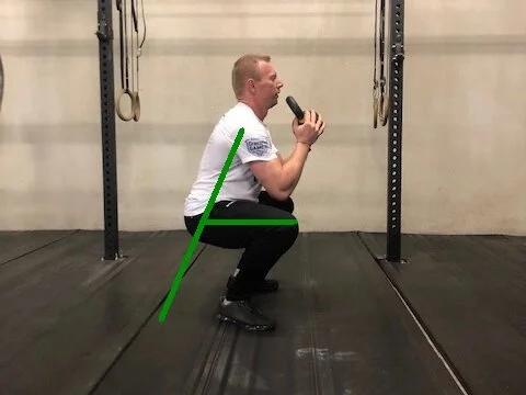 Goblet Squat, slightly less hip bending then the front squat.