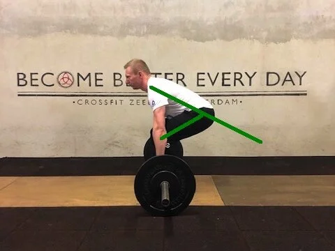 Conventional deadlift with over 100 degrees of hip flexion