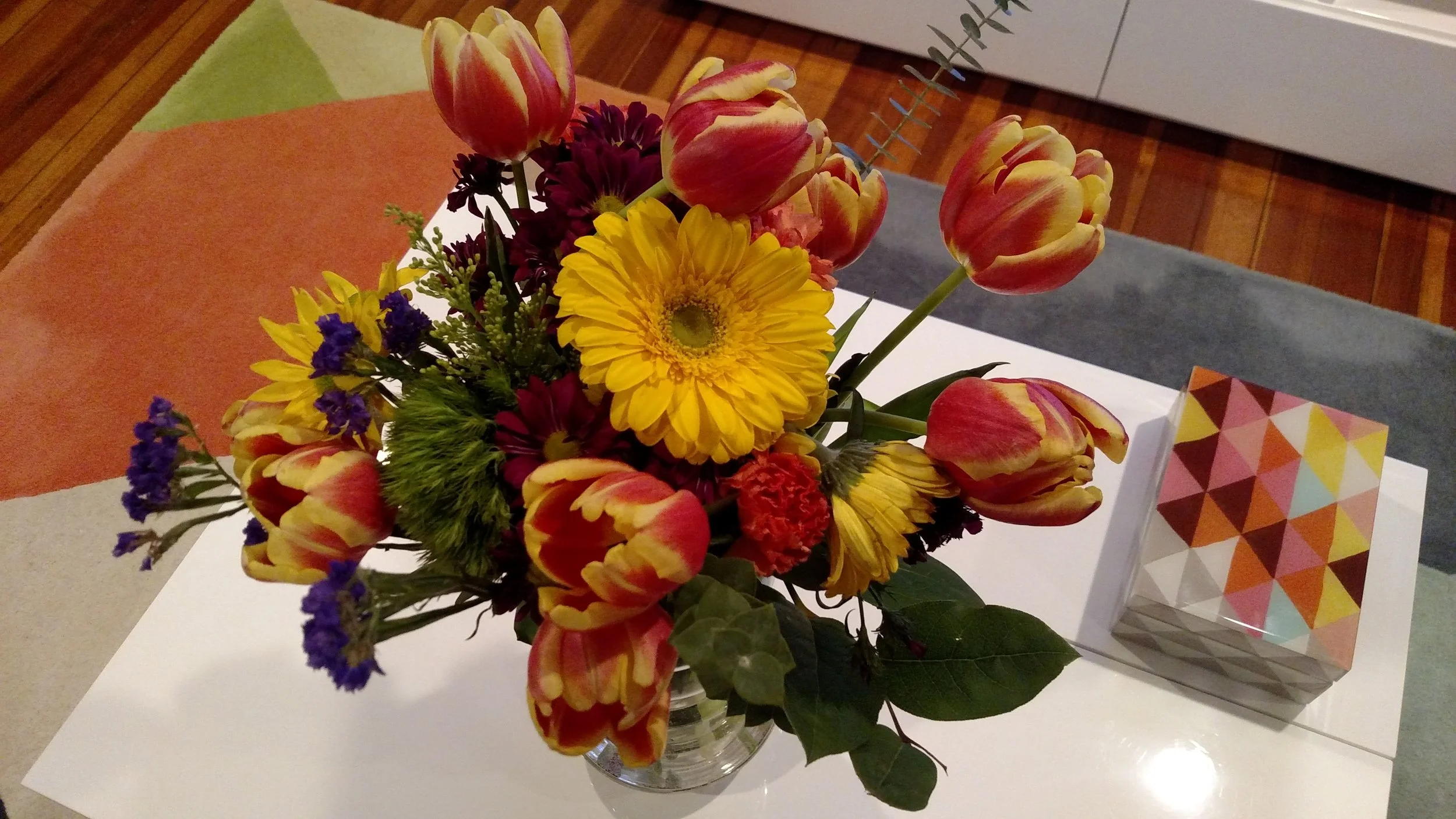 The bouquet of flowers given to me after the concert (mixed in with the tulips Ariel gave me before I left). I'm glad I could bring home a piece of Kansas! Photo credit: Ariel Maldonado Cervantes