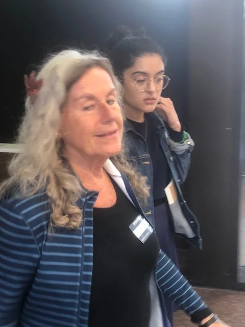 Bernardine Dohrn leaving the courthouse at 26th and California