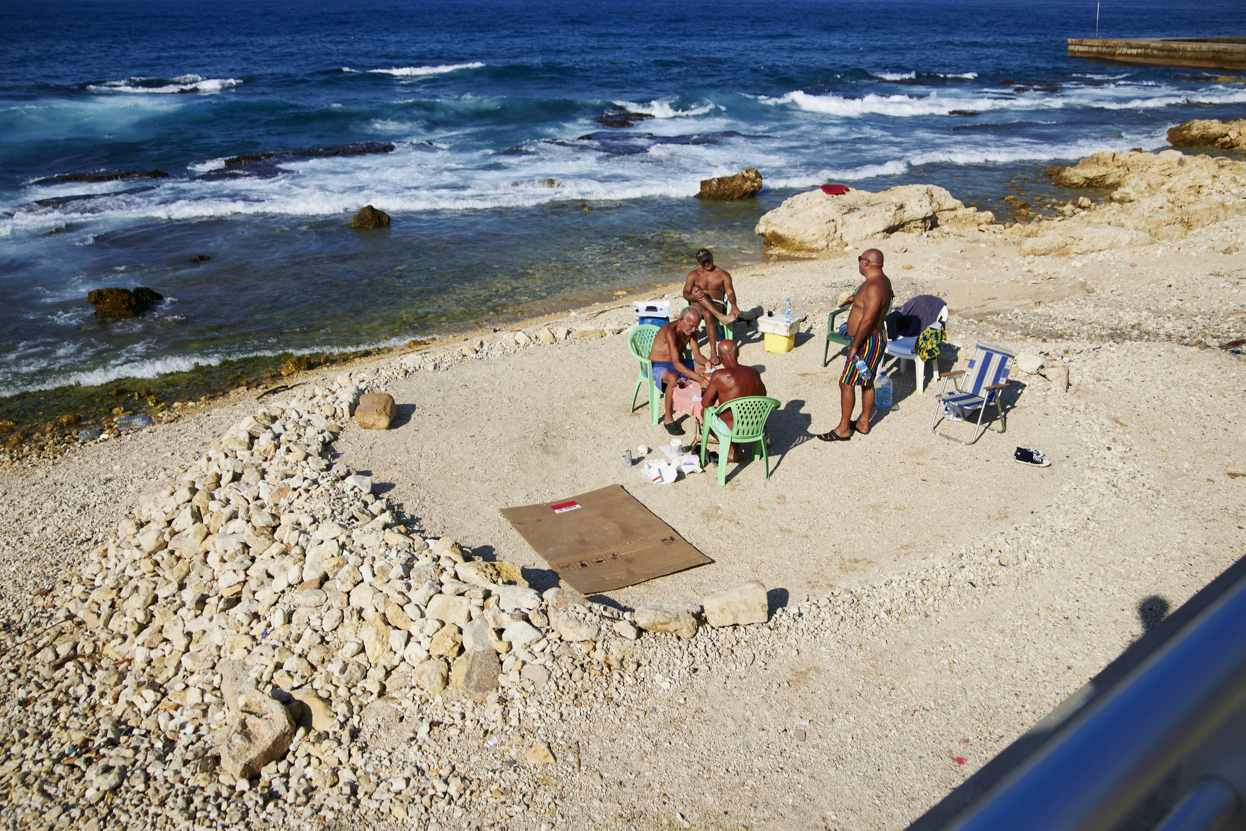 Informal appropriation on the endangered Beirutis coastline, Lebanon, 2015