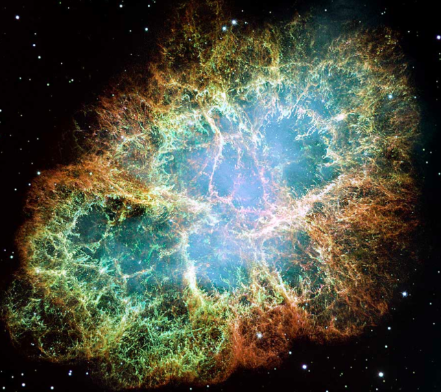 Photo from the Hubble Space Telescope | The Crab Nebula, remnants of SN 1054 supernova.