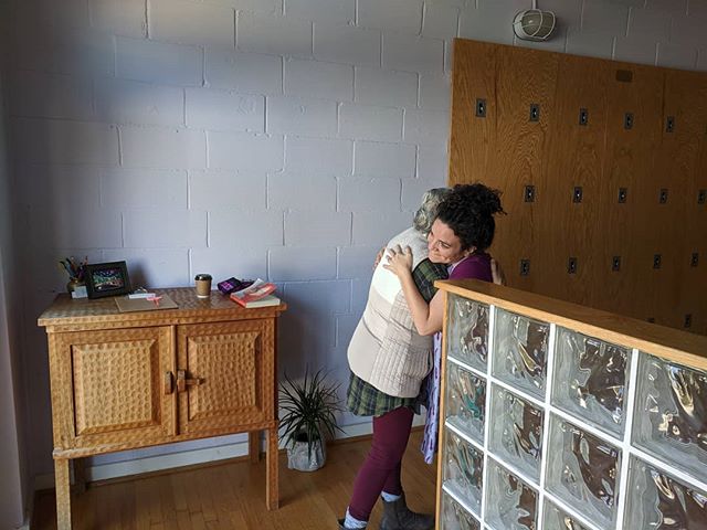 Sweet hugs from Margarita this a.m. after an intense yoga class! Margarita is a long time student of @alllifeisyoga , she even has her 200 hour training from Rutu. She doesn't teach yet, but one day 😀. Her practice is strong, her heart is big and it